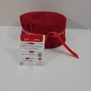 RJR Fabrics Cotton Supreme Solid Red Jelly Roll 40 Strips 2.5" Quilting